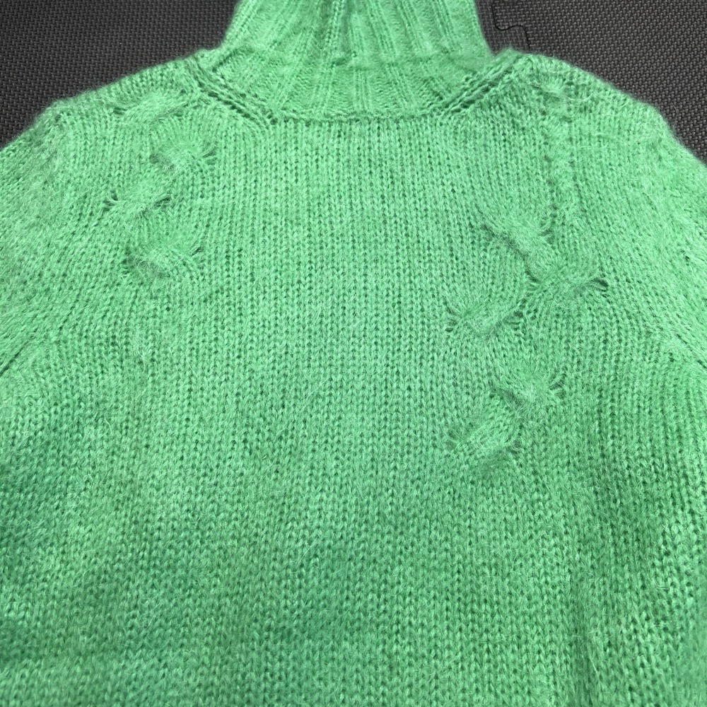 ALYSI Mohair blend Made in Italy Size Med Turtle neck Sweater Green - Picture 8 of 16